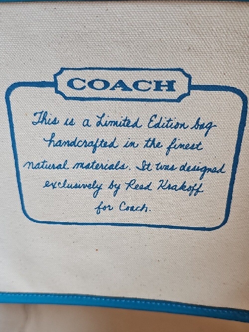 HUGE Coach Limited Edition Canvas Beach Tote - Teal Perfect Pool Bag - Picture 11 of 12